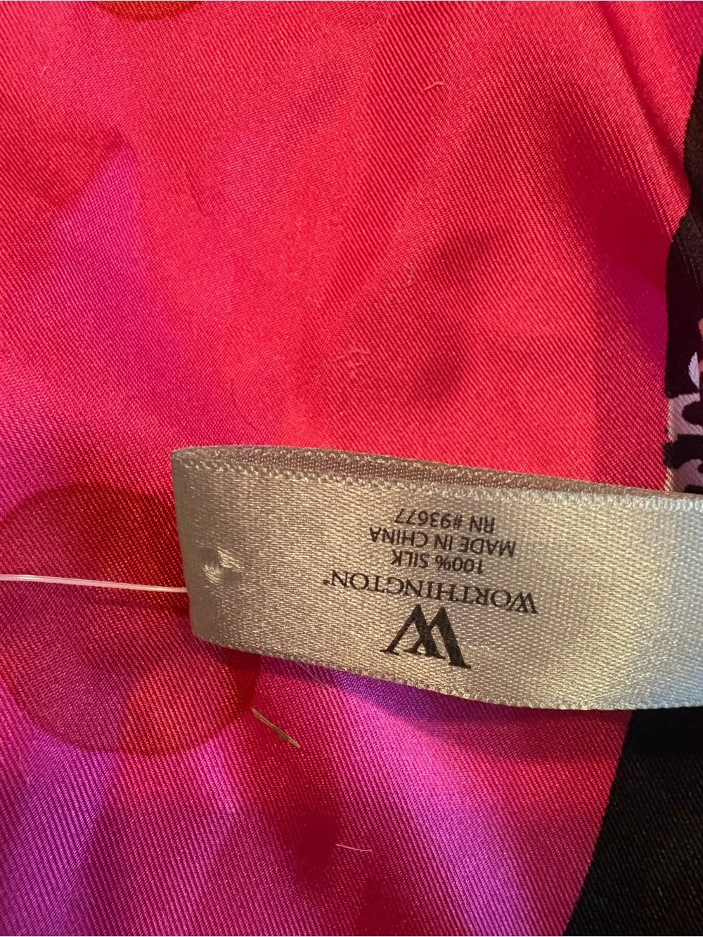 Worthington Pink, Red & Black Graphic 100% silk Long Scarf